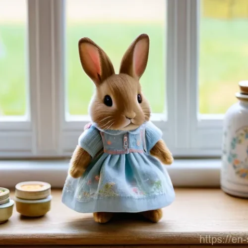 실바니안 가족 캐릭터 성격 별 특징 - **Prompt:** A heartwarming scene featuring Freya Chocolate Rabbit, dressed in a delicate, pastel-col...