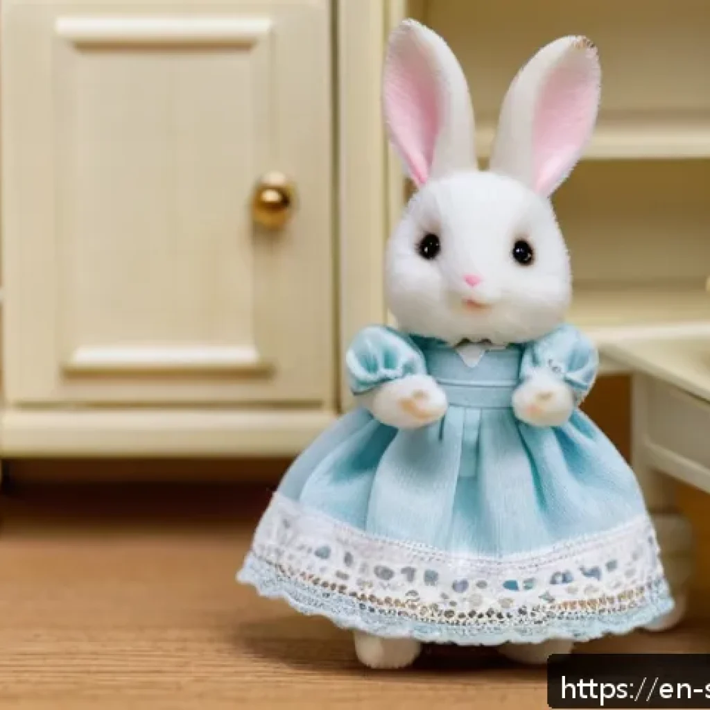 실바니안 가족의 시대별 변천사 - A detailed close-up of a Sylvanian Families figure from the 1980s era, featuring a fuzzy, plush-text...