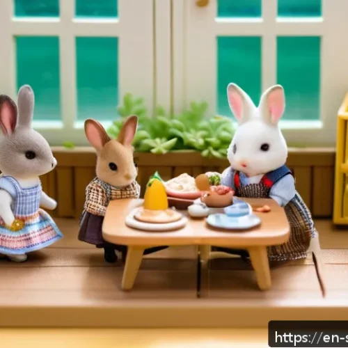 실바니안 가족 팬들과 소통하기 - A cozy indoor scene of a Sylvanian Families collector&rsquo;s meetup in a modern community center room, fe...