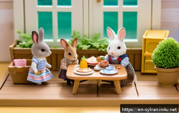실바니안 가족 팬들과 소통하기 - A cozy indoor scene of a Sylvanian Families collector&rsquo;s meetup in a modern community center room, fe...